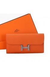 Luxury Hermes Constance Long Wallets Original Calfskin Leather A909 Orange Wallets PY2209UF26