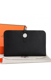 Luxury Hermes Dogon Combined Wallet A508 Black PY2273kp43