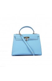 Luxury Top Quality Hermes Kelly 32cm Bags SkyBlue Calf Leather Gold PY1932kp43