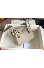 Quality Hermes mini Lindy Original Togo Leather Bag OLD19 light grey PY410rR91