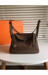 Replica AAA Hermes Lindy Original Togo Leather Bag 5086 Dark Grey PY791GF79