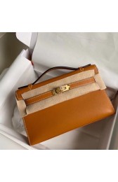 Replica AAAAA Hermes Original swift Leather KEL2278 brown&gold-Tone Metal PY386Xr29