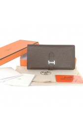 Replica Cheap Hermes Bearn Japonaise Smooth Leather Tri-Fold Wallet H308 Dark Coffee PY2316QC68