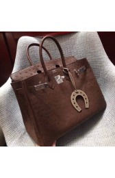 Replica Designer Hermes Real ostrich leather birkin bag BK35 Chocolates PY738sk97