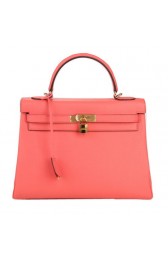 Replica Fashion Hermes Kelly 32cm Shoulder Bag Pink Original Leather K32 Gold PY1647af48