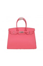 Replica Hermes Birkin 35CM Tote Bag Pink Clemence Leather H35 Silver PY1787XB19