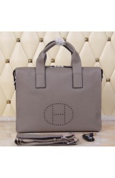 Replica Hermes Briefcase Original Grainy Leather H8813T Grey PY1291Os19