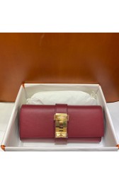 Replica Hermes H Medor swift Leather Clutch 37566 Burgundy&gold hardware PY126BV51