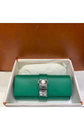 Replica Hermes H Medor swift Leather Clutch 37566 green&Silver hardware PY125Va47