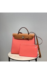 Replica Hermes Herbag 31CM Original Canvas Leather & Calfskin 48887 pink&brown PY121it96