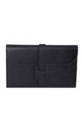 Replica Hermes Jige Clutch Bag Calfskin Leather HQ864 Black PY1441cK54