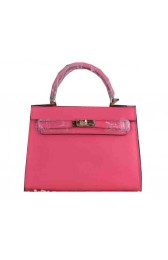 Replica Hermes Kelly 22cm Tote Bag Calfskin Leather Rosy PY1544SV68