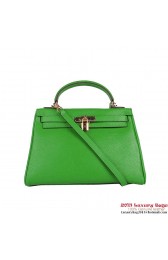 Replica Hermes Kelly 32cm Shoulder Bags Green Clemence Leather Gold PY1885SV68