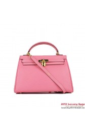 Replica Hermes Kelly 32cm Shoulder Bags Pink Clemence Leather Gold PY1877Ff81