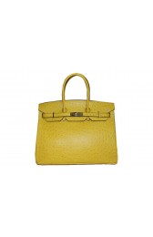 Replica Hermes Kelly 35cm Top Handle Bag Lemon Ostrich Leather Gold PY1824Fi42