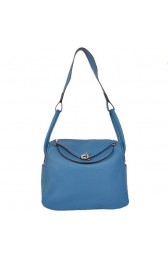 Replica Hermes Lindy 30CM Havanne Handbags 1057 Blue Leather Silver Hardware Handbags PY1943fN93