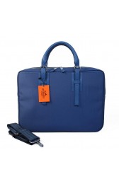 Replica Hermes Mens Briefcase Canvas & Leather H1702D Blue PY1720iF81