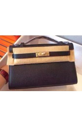 Replica Hermes MINI Kelly 22cm Tote Bag Calfskin Leather K22 Black PY1045Ix66