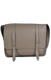 Replica Hermes Steve 35CM Messenger Bag Clemence Leather Grey PY1966Kg43