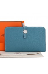 Replica High Quality Hermes Dogon Combined Wallet A508 Light Blue PY2266Jh90