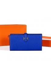 Replica Top Hermes Bearn Japonaise Bi-Fold Wallet Original Leather A1018 Blue PY2186Cq58