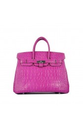 Top Quality Hermes Birkin 35CM Purple Croco Leather Tote Bag Silver PY1921jo45